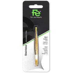 Fe Motif Tweezer Golden Plated Straight Tip Fep1057