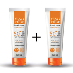Nano Treat Sunscreen Dry Touch Spf 50+ Hydrating Gel Cream 50 Ml (1+1) - Dr.Dawood Store