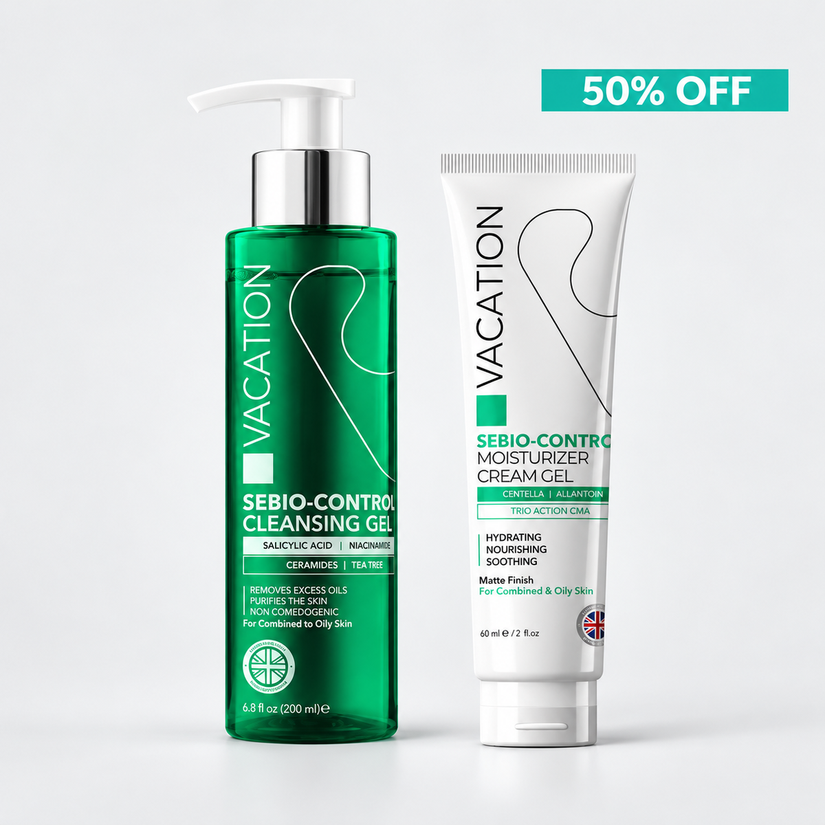 Vacation Sebio Control Offer ( Cleansing Gel 200Ml +Moisturizer Gel 60Ml )