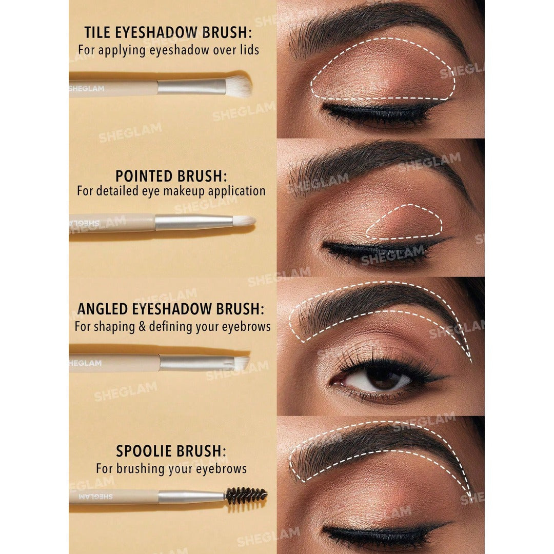 Sheglam Glam 101 Eye Essentials Brush Set With Bag.