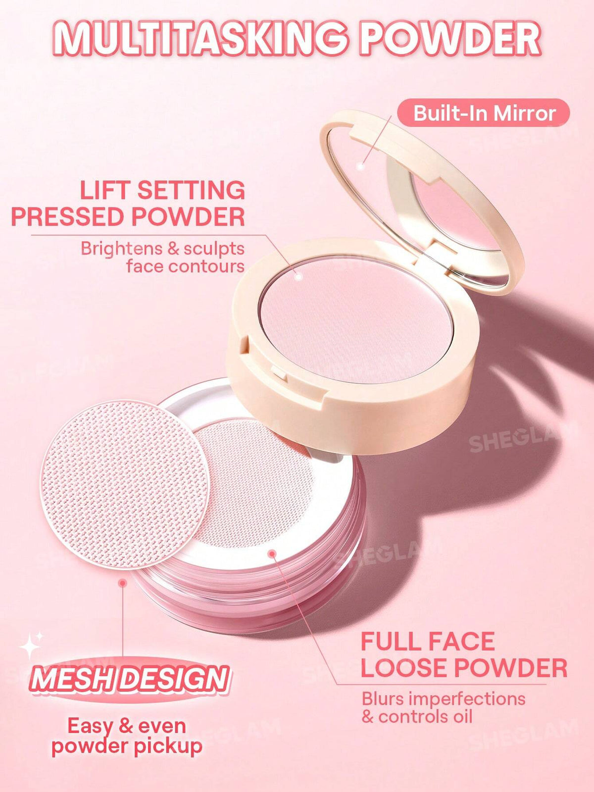 Sheglam Insta-Ready Ultra-Fine Blur & Lift Setting Powder Duo-Bubblegum