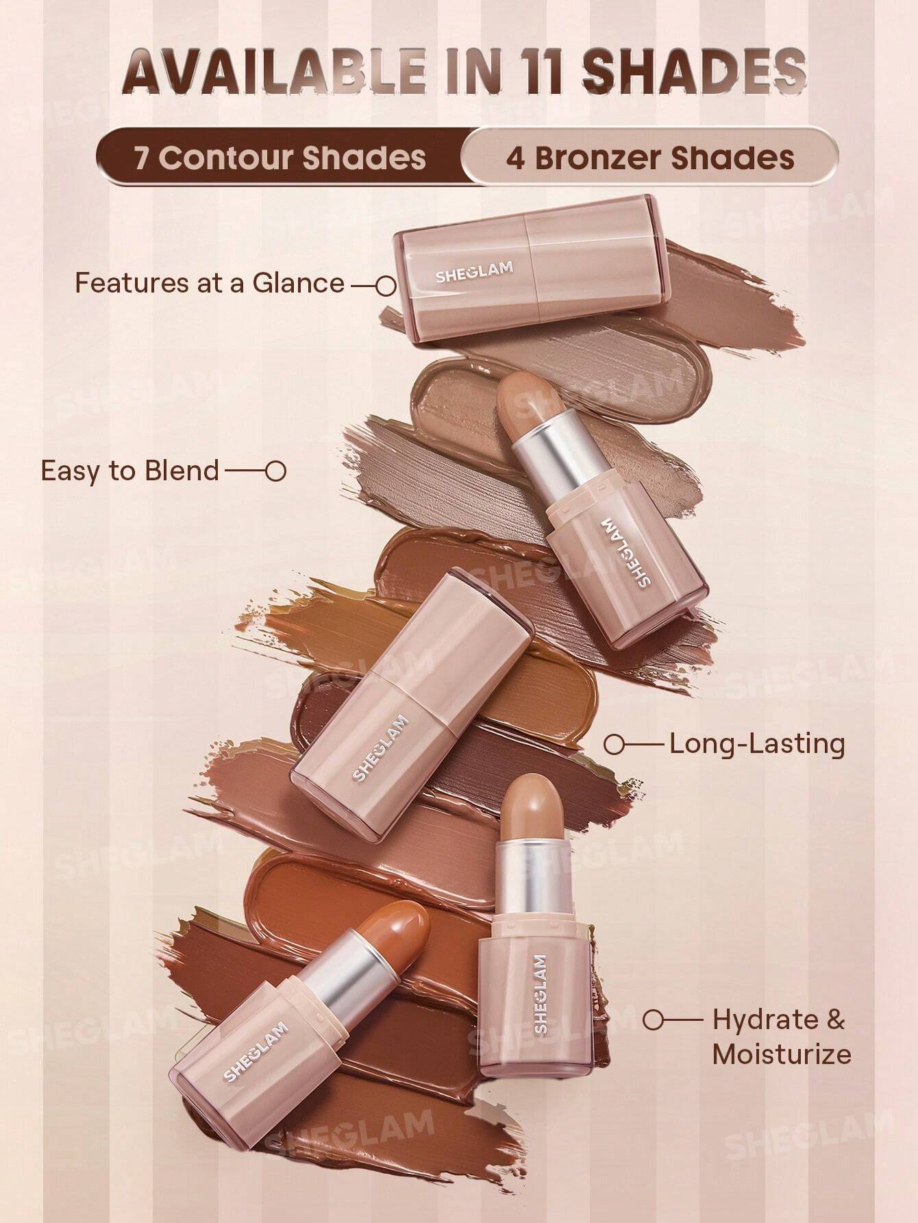 Sheglam Buttery Buff Contour & Bronzer Stick-Tawny Amber.