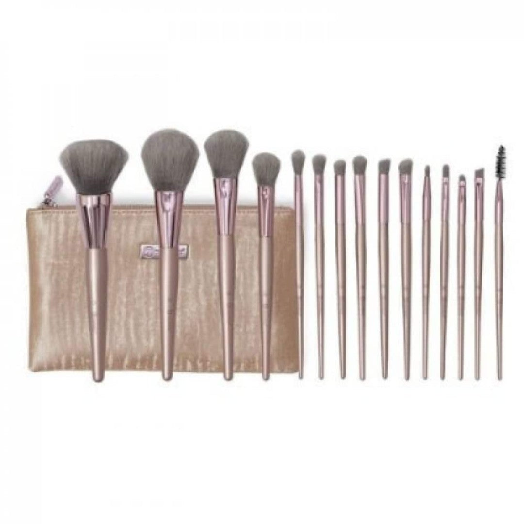 Lavish Elegance 15 Piece Brush Set With Cosmetic Bag By Bh Cosmetics.