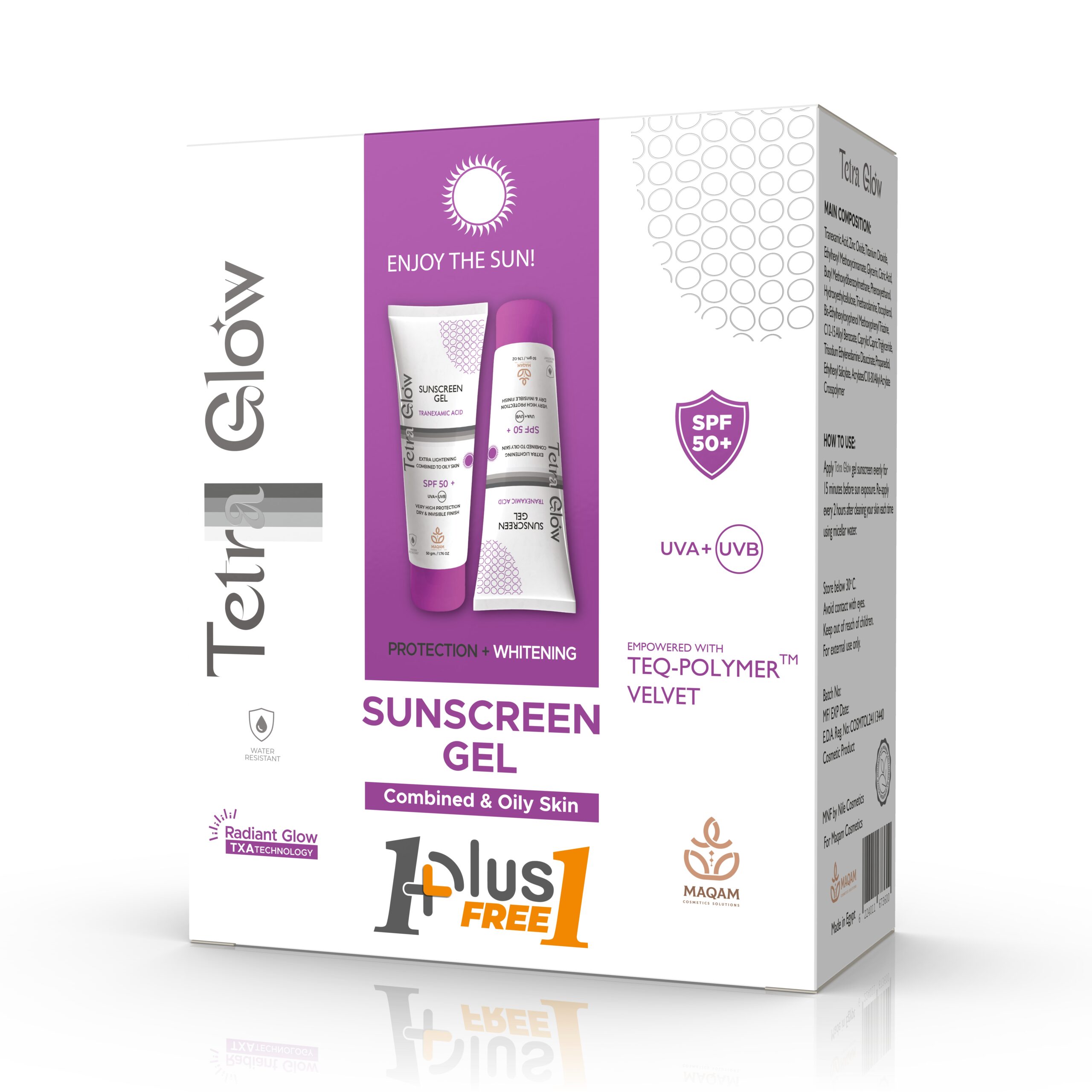 Tetra Glow Promo Pack (2*1) Sunscreen Gel for Combined to Oily Skin - Dr.Dawood Store
