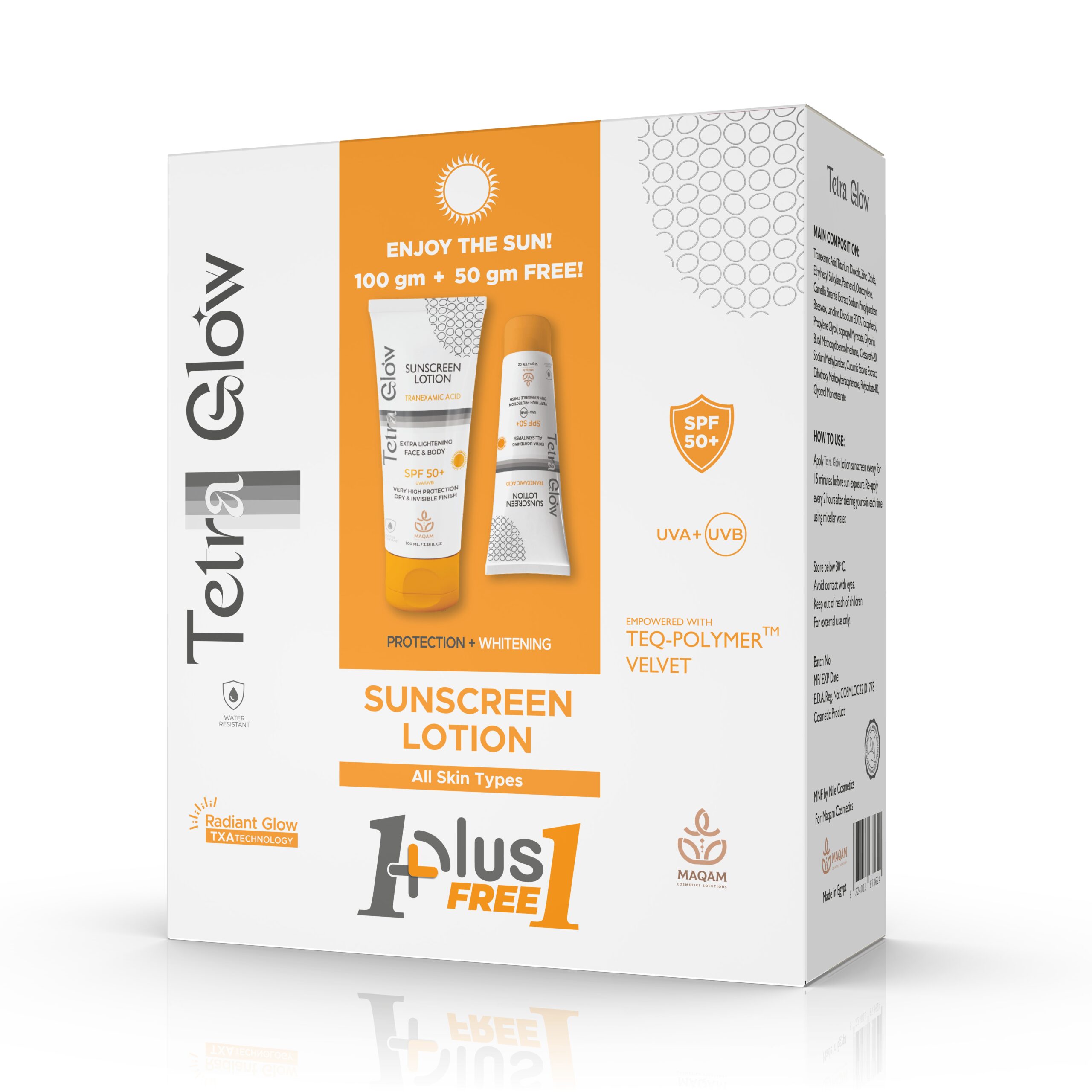 Tetra Glow Promo Pack (100 gm + 50 gm) Sunscreen Lotion for All Skin Types - Dr.Dawood Store