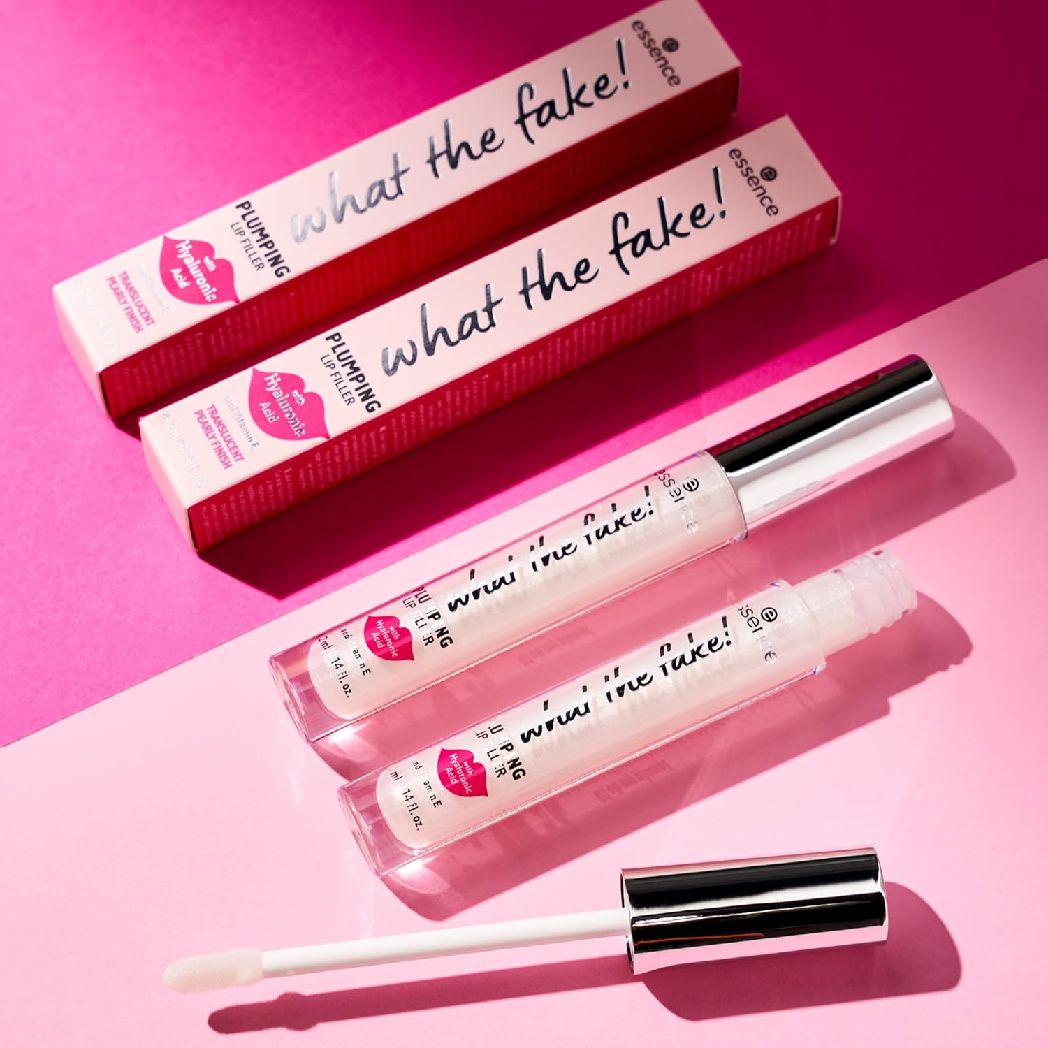 Essence What The Fake! Extreme Plumping Lip Filler& Lipgloss ( Translucent Pearly Fresh).