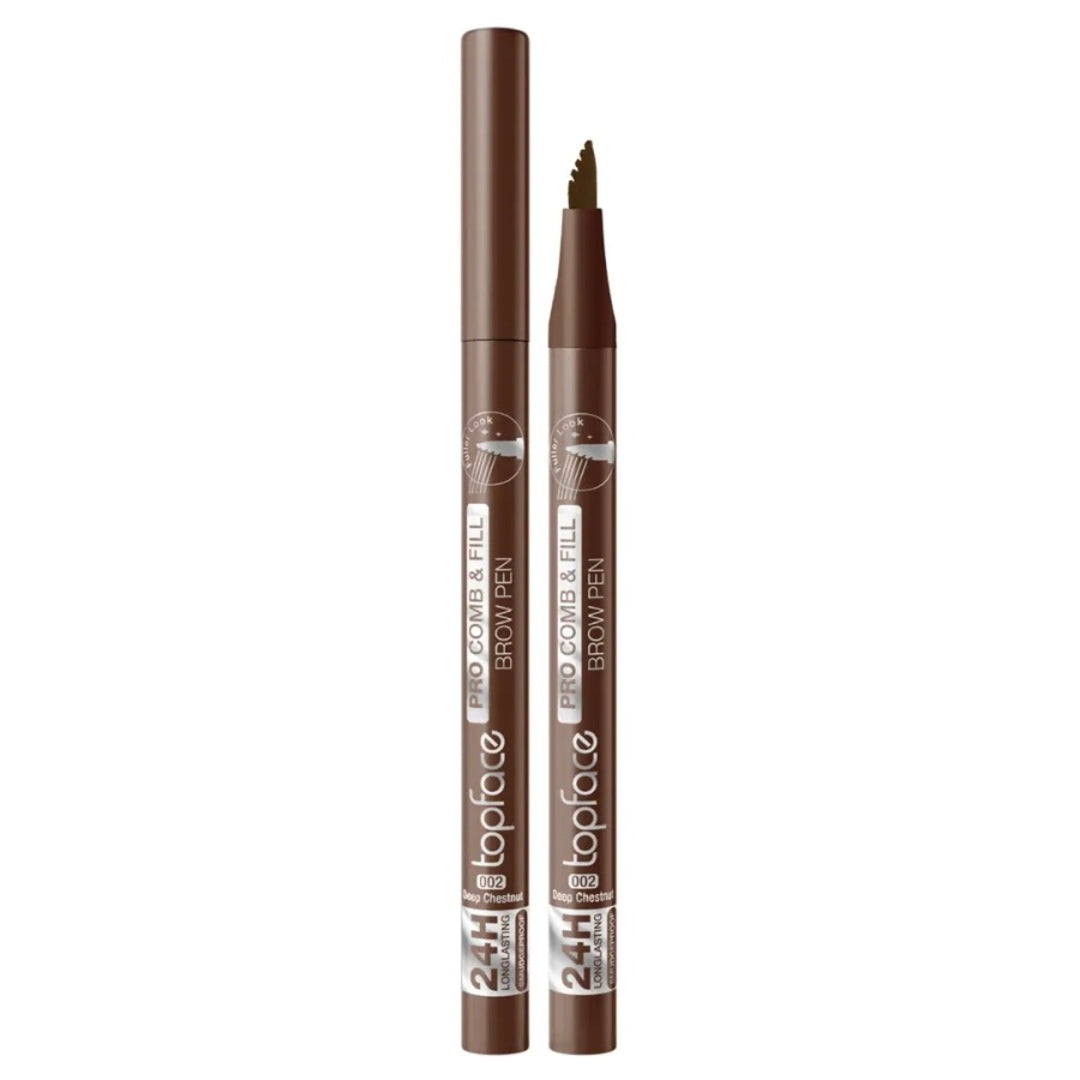 TopFace Pro Comb And Fill Brow Pen 002 Deep Chestnut.