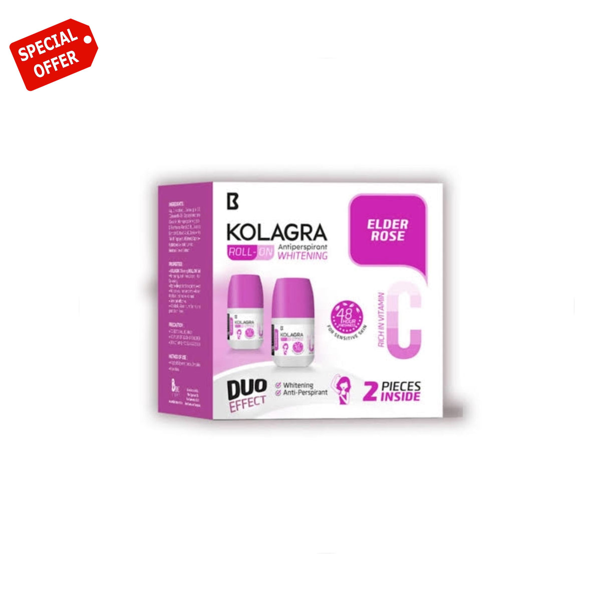 Kolagra whitening Roll on 2x1 promo pack 1+1 Elder Rose - Dr.Dawood Store