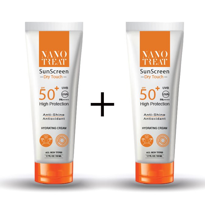 Nano Treat Sunscreen Dry Touch Spf 50+ Hydrating Gel Cream 50 Ml (1+1) - Dr.Dawood Store