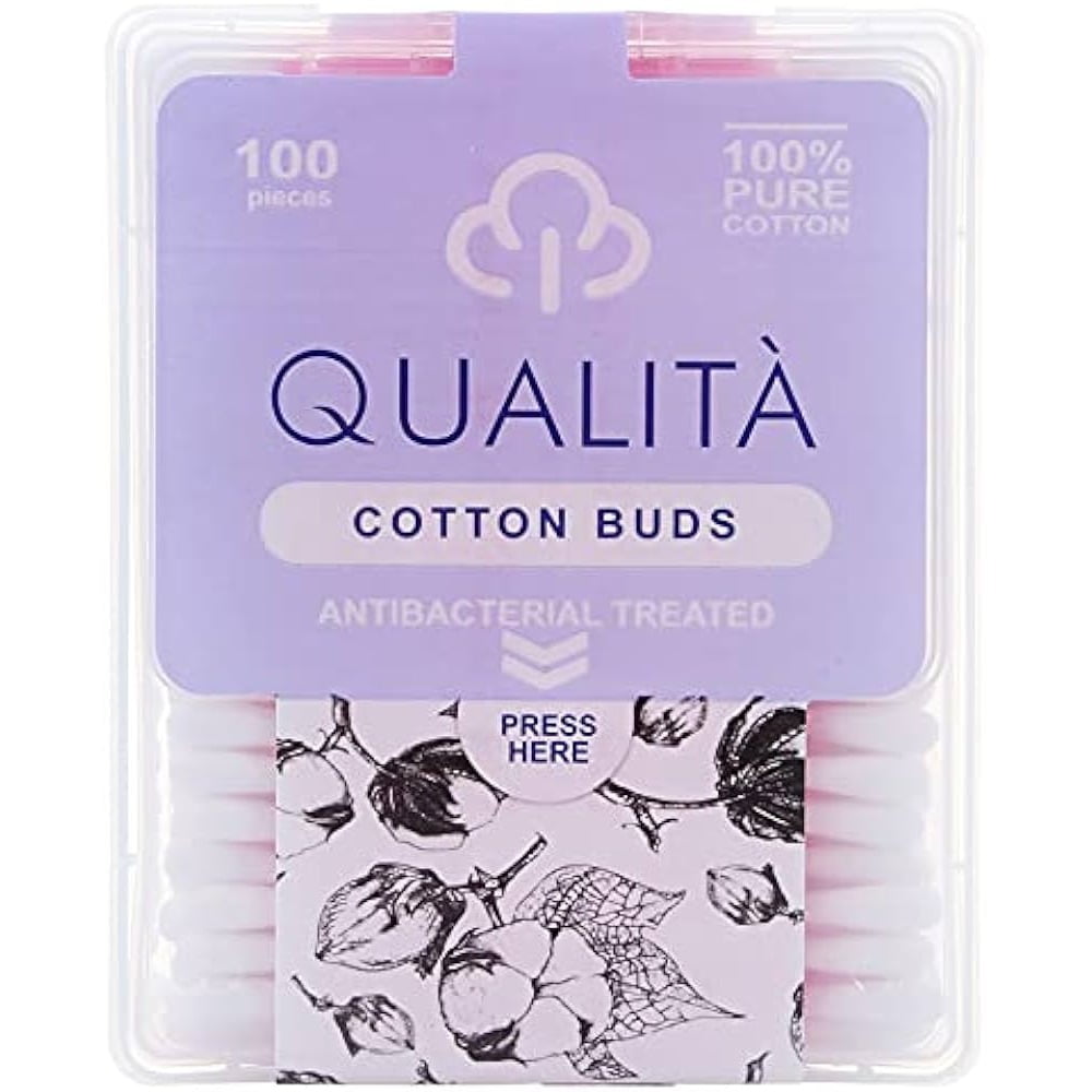 Qualita Cotton Buds Antibacterial 100 Pcs