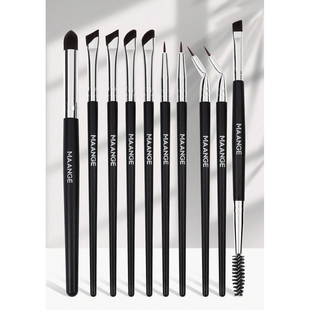 Maange Professional Makeup All About Eye Brush Set 10 Pcs Black.