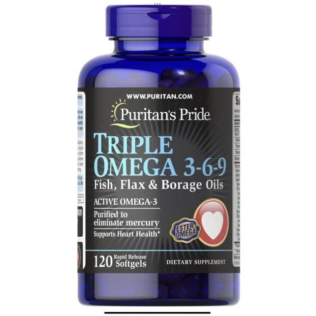 Triple Omega 3-6-9 Fish, Flax & Borage Oils 120 Softgels