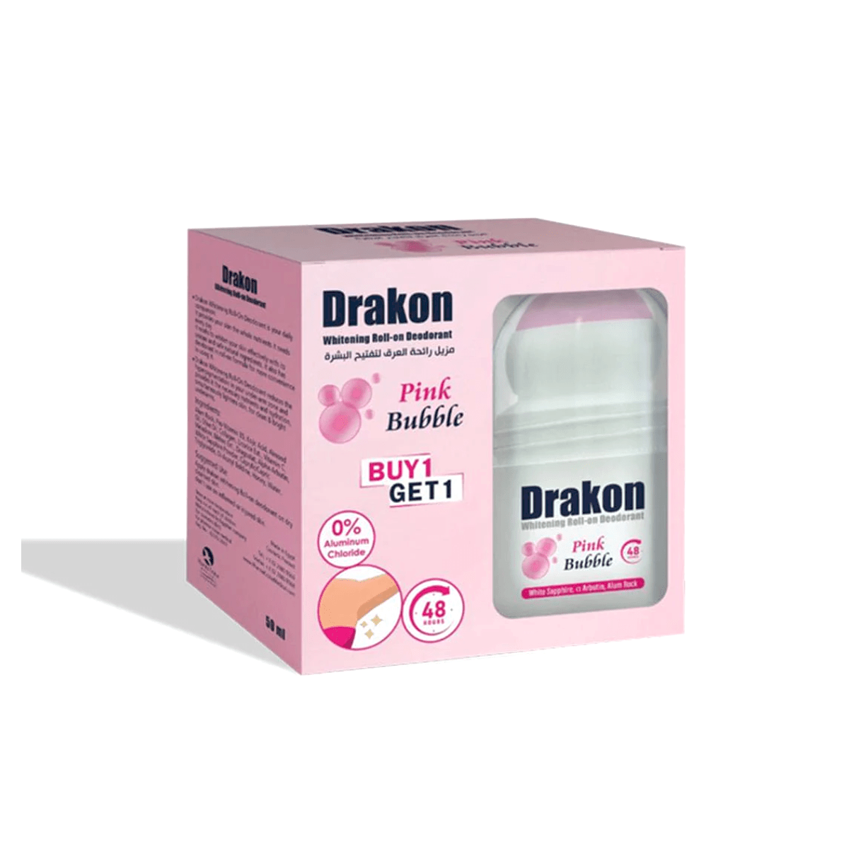 Drakon Whitening pink bubble Deodorant Roll - On 50 Ml 1+1 - Dr.Dawood Store