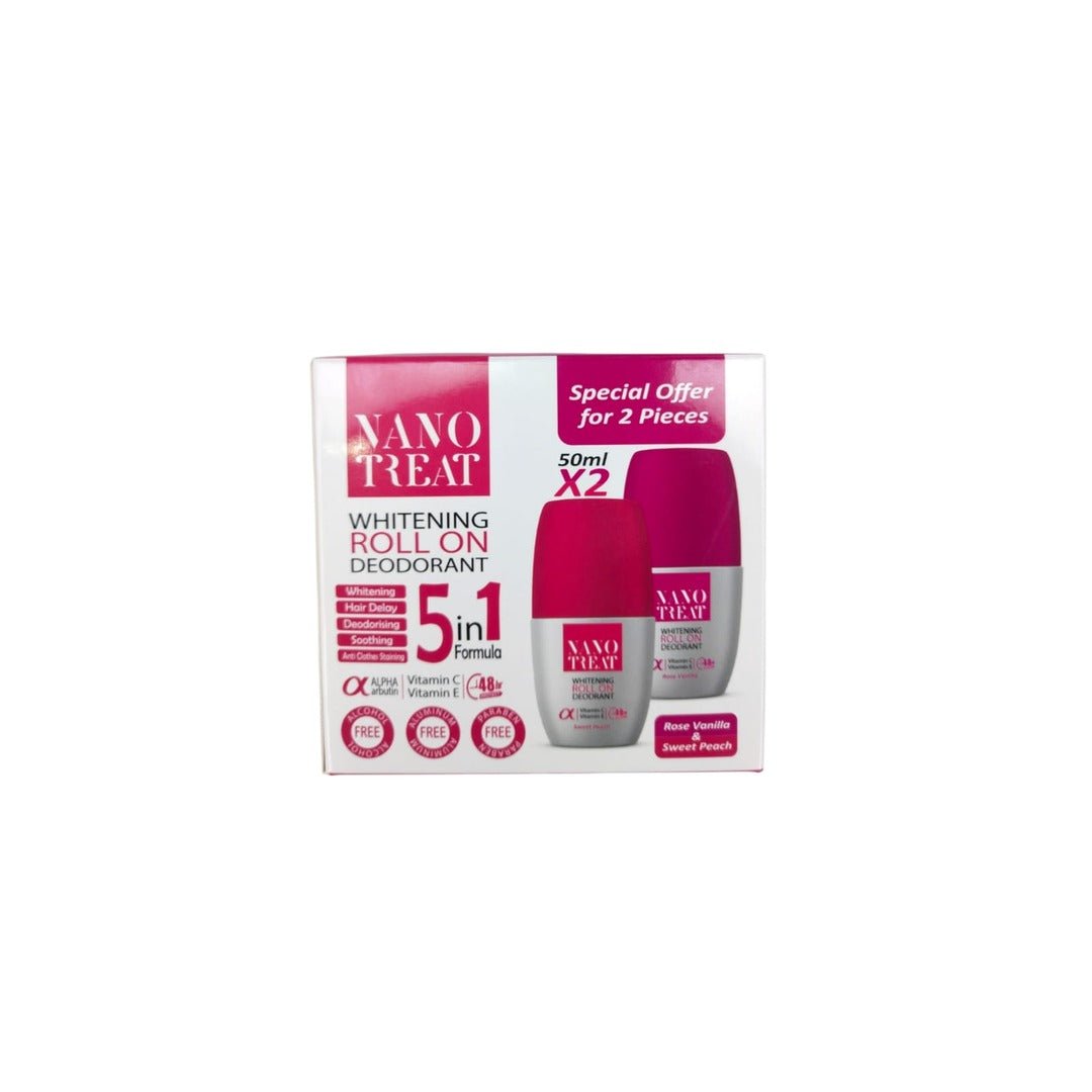 Nano Treat Whitening Roll On Rose Vanilla &amp; Sweet Peach Offer 1+1 - Dr.Dawood Store