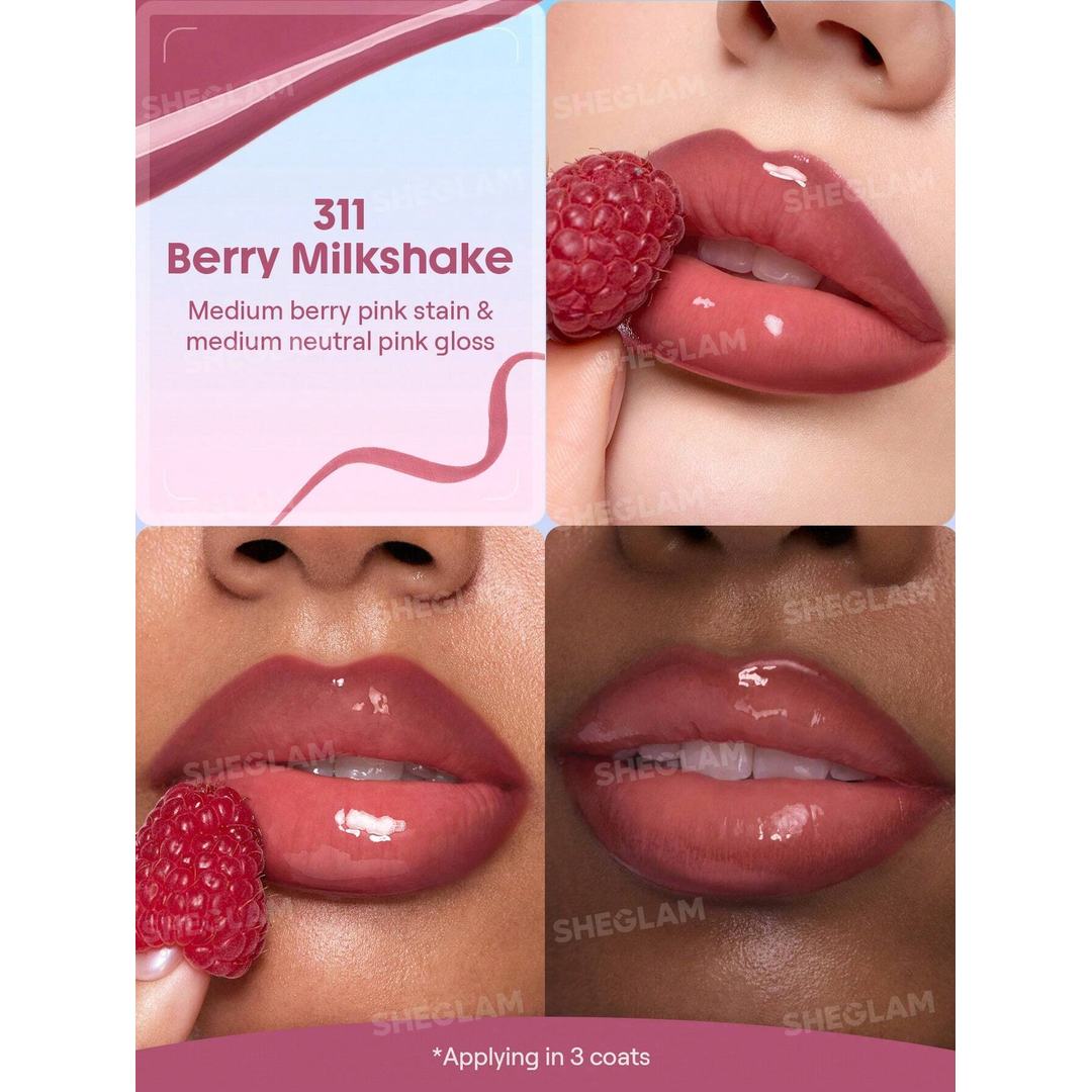 Sheglam Line To Shine Peel-Off Lip Stain & Gloss Duo-311 Berry Milkshake.
