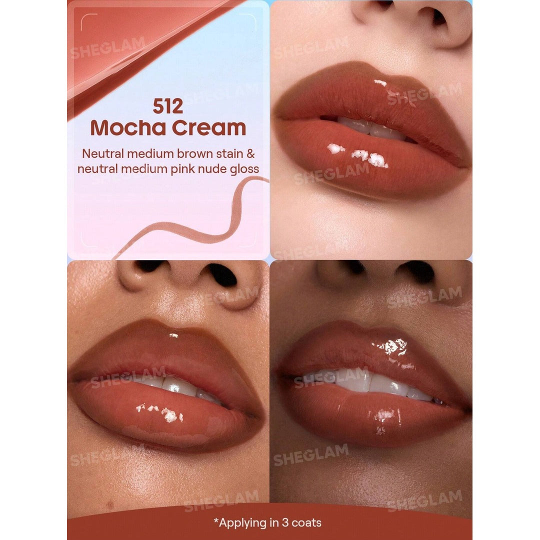 Sheglam Line To Shine Peel-Off Lip Stain & Gloss Duo-512 Mocha Cream.