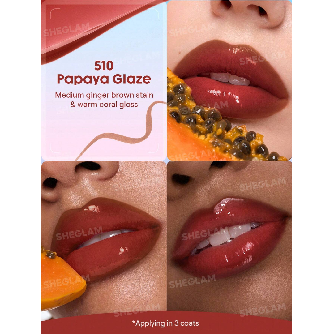 Sheglam Line To Shine Peel-Off Lip Stain & Gloss Duo-510 Papaya Glaze.