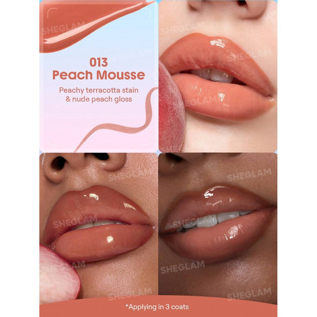 Sheglam Line To Shine Peel-Off Lip Stain & Gloss Duo-013 Peach Mousse.