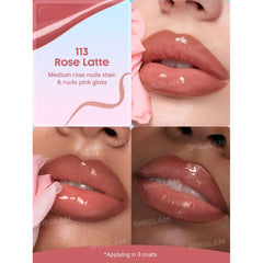Sheglam Line To Shine Peel-Off Lip Stain & Gloss Duo-113 Rose Latte.