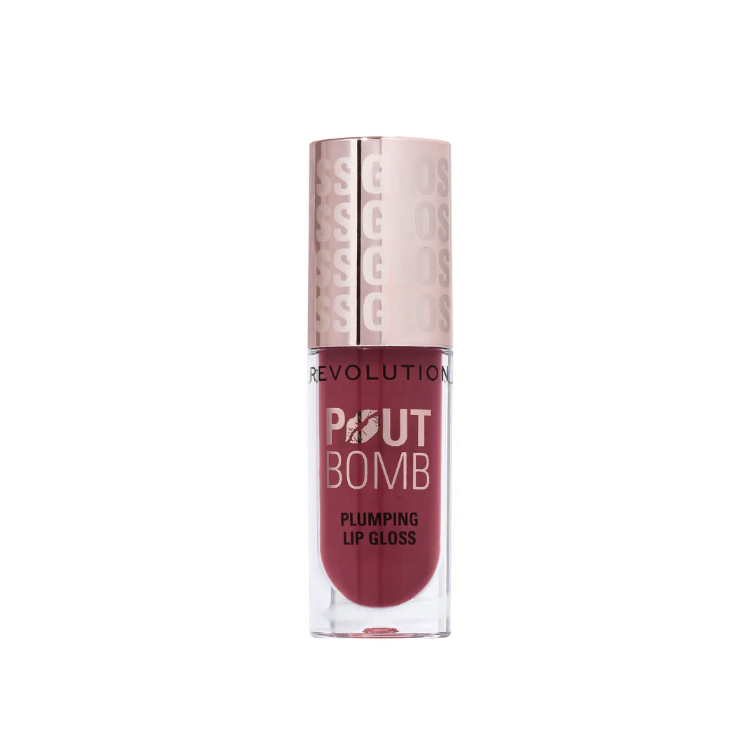 Revolution Pout Bomb Plumping Gloss Rosewood Rose Pink.