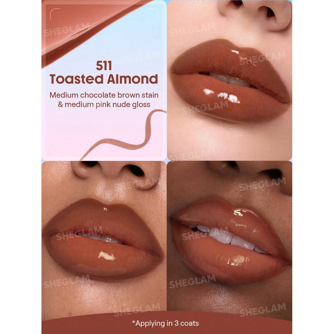 Sheglam Line To Shine Peel-Off Lip Stain & Gloss Duo-511 Toasted Almond.