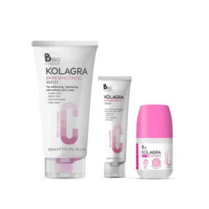 kolagra bikini whitening  wash + cream + roll on (200ml + 50ml + 60ml)