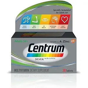 Centrum Silver With Lutein Multivitamin, Multimineral Supplements, for Adults 50 + With Zinc, Vitamin B, D & Magnesium, 30 Tablets
