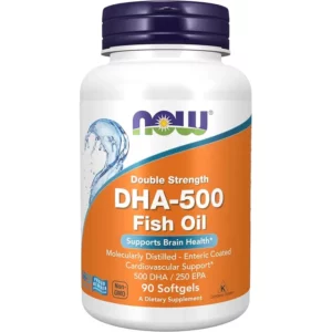 NOW Supplements, DHA-500 with 250 EPA, Molecularly Distilled, Supports Brain Health*, 90 Softgels