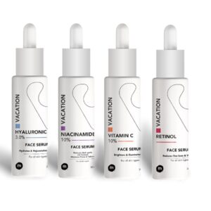 Vacation serums offer niacinamide , vitamin C , hyaluronic Acid , retinol