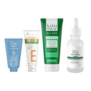 oily skin offer (Nano treat cleanser +Derma 10 niacinamide + kolagra sunscreen gel + Dear Gel moistrizer 60g)
