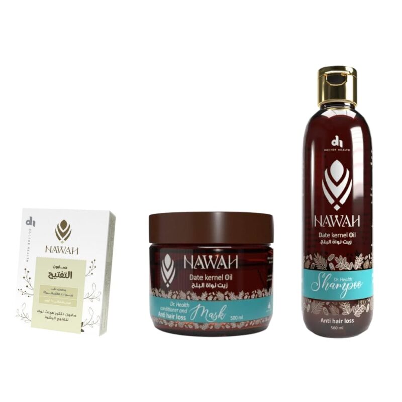 NAWAH ( Shampoo 500ml + Hair Mask 500ml + soap )