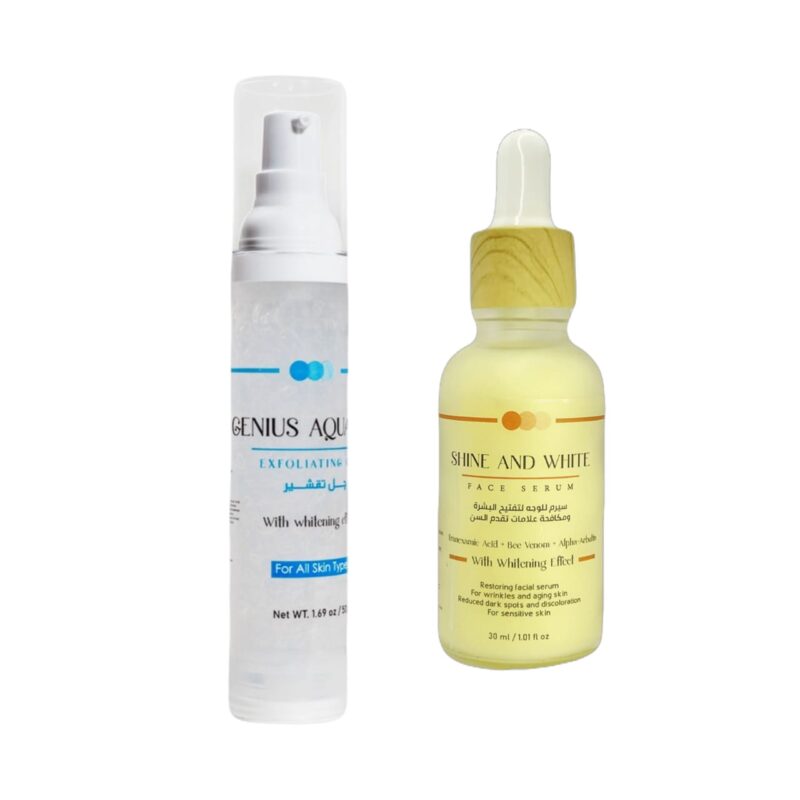 offer ( Shine and white face serum + Genius aqua gel exfoliation gel 50g )