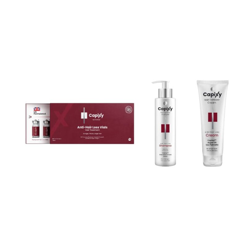 Capixy Hair Routine ( Anti Hair Loss Vials + Shampoo + Cream )
