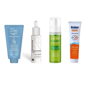 OILY SKIN ROUTEN ( The Oil Off Cleansing Foam + Dear Gel 200gm + Drakon Sunscreen Gel + Vacation Niacinamide )