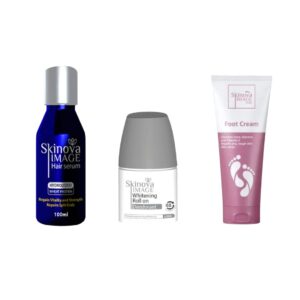 Skinova ( foot cream + Roll On Fragrance Free + Hair Serum )