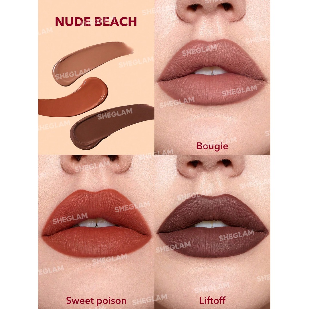 Sheglam Matte Allure Mini Liquid Lipstick Set-Nude Beach. - Image 2