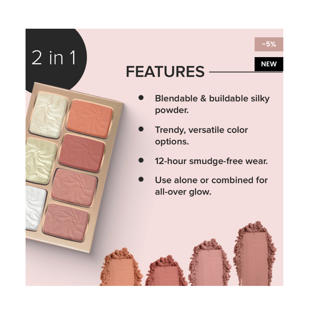 Character Paris The Face Diary Palette 2 in 1 Blusher&Highlighter. - Image 3