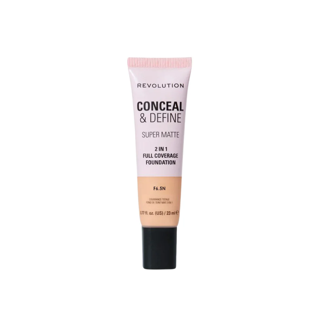 Revolution Conceal & Define Super Matte Tube Foundation F6.5N.