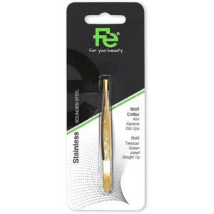 FE Motif Tweezer Golden Plated Straight Tip FEP1057
