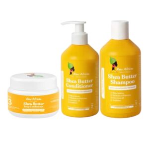 Raw African Hair Routine ( Shea Deep Hair Mask + Shea Butter Conditioner 300ml + Shea Butter Shampoo 300ml )