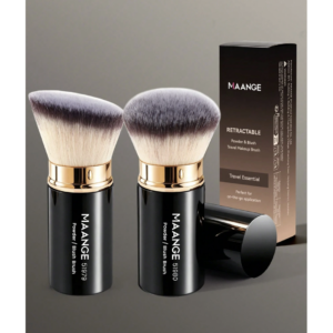 Maange Professional Makeup Retractable Round Brush Set 2 Pcs Black Gold.